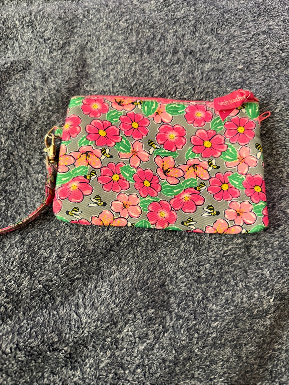 Simply Southern Pink Flower Honey Bee Cell Phone Wristlet Pouch